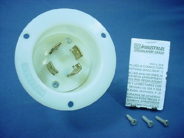 Leviton L14-30 locking flanged inlet plug 30A 125/250V