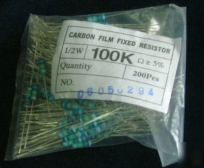 200 pcs 100K 1/2W carbon resistor for guitar amplifier