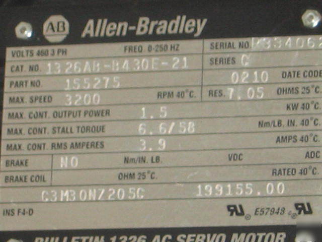 Ab allen-bradley ac servo controller motor cable 1394CA