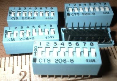 Lot of five (5) cts 206-8 8 position dip switch 8528 31