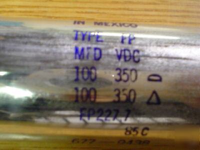 2 mallory 350V 100UF dual section twist lock capacitor