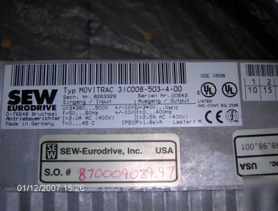 Sew eurodrive vector drive 1HP 460V w/ gear capability