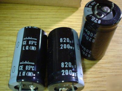 New 2PCS nichicon 200V 820UF snap-in capacitors 
