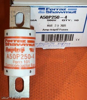 New shawmut A50P250-4 semiconductor fuse A50P 250 nnb