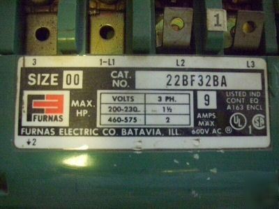 Furnas nema size 00 reversing starter cat# 22BF32BA