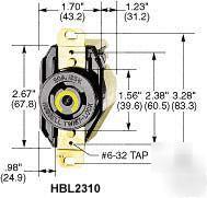 New 2 hubbell HBL2320 twistlock receptacle-20A 250VACDC