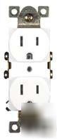 Duplex receptacle outlet plug, almond